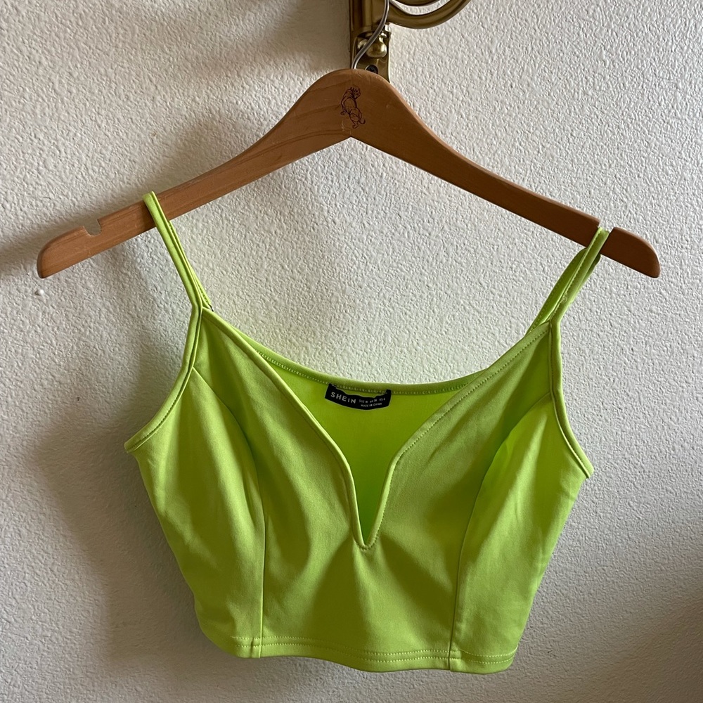 Shein crop top size: M color: lime green